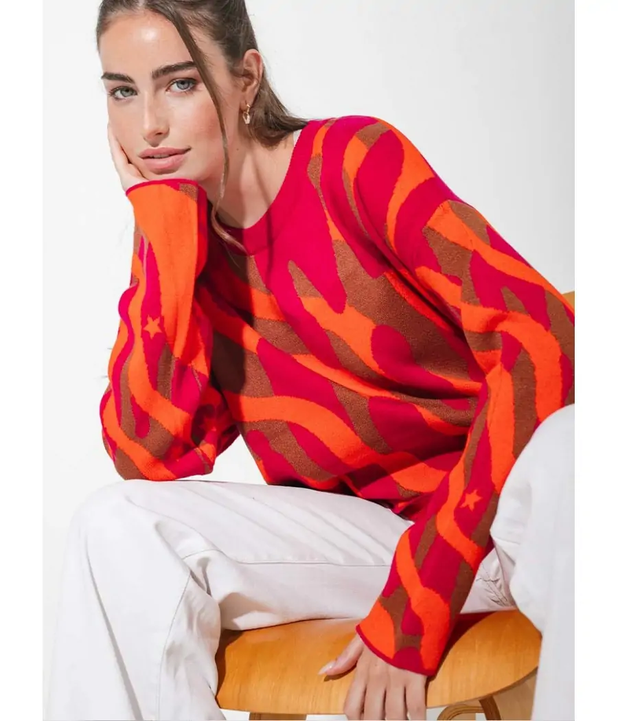 Sweater jackard tres colores print organico
