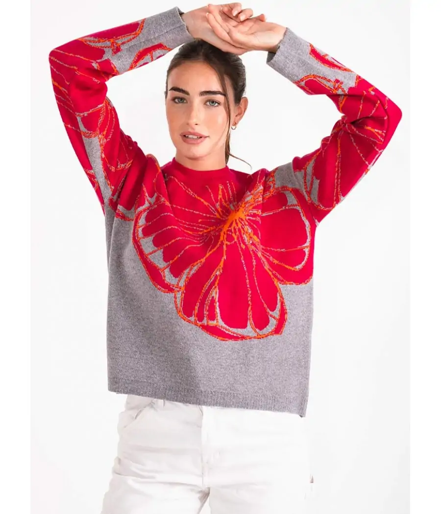 Sweater flor grande jackard