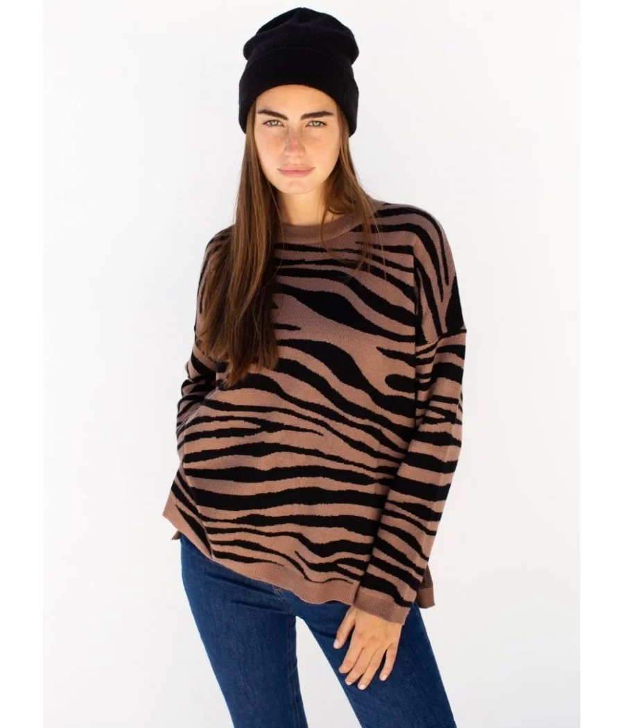 Sweater redondo cebra jacquard